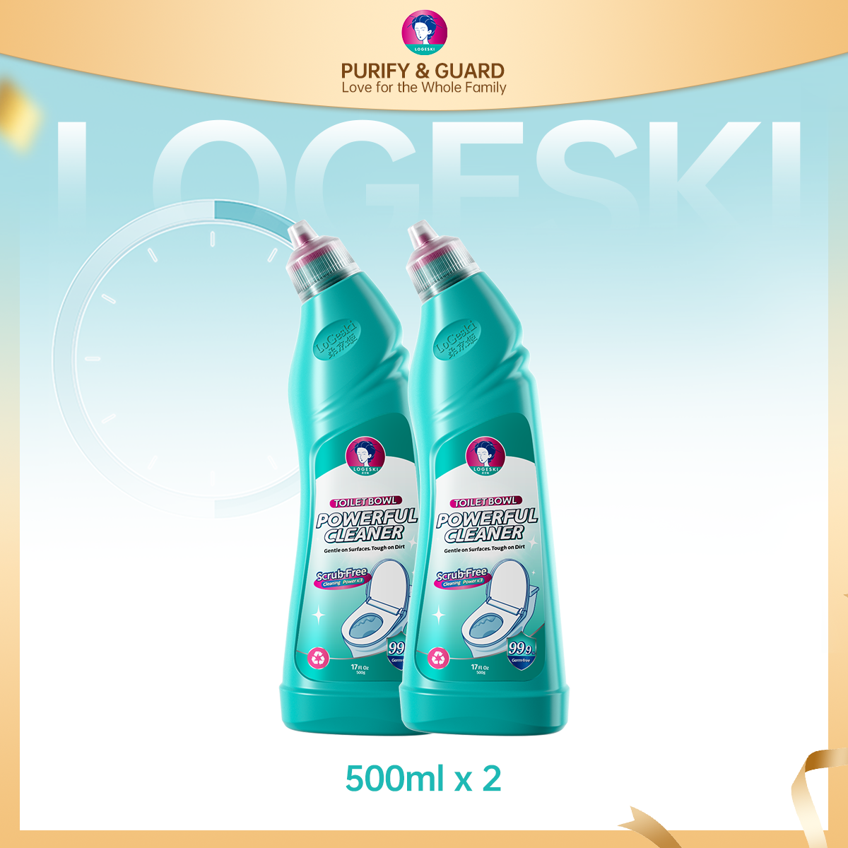 Logeski Pembersih Toilet Tanpa Sikat – Penghilang Kerak & Bau, 500 ml / 2 Botol