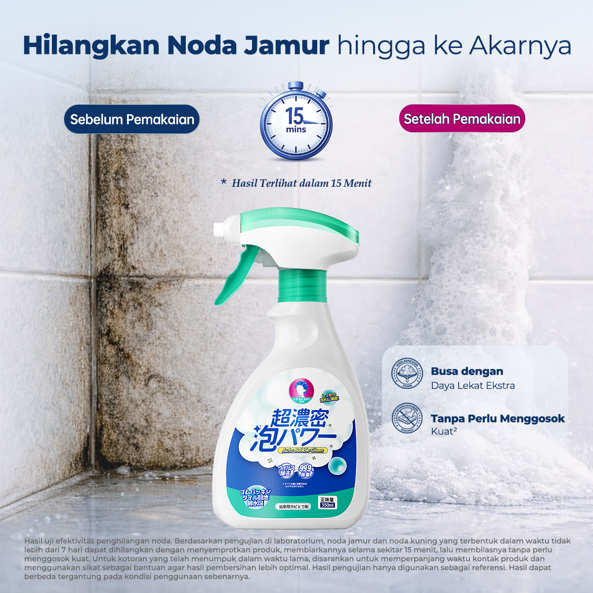 LOGESKI Pembersih Kamar Mandi Foam Tanpa Sikat, Menghilangkan Kerak, Jamur, Noda Kuning dan Bau Tak Sedap