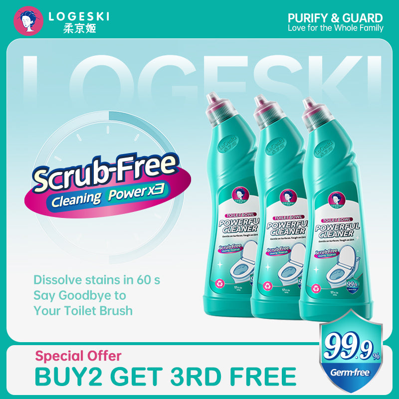 Logeski Toilet Bowl Cleaner - Highly Effective Scrub-Free Toilet Cleaner - Set of 3 Bottles
