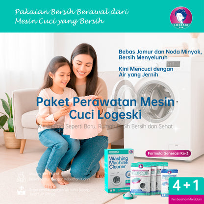 LOGESKI Bubuk Pembersih Tabung Mesin Cuci Tanpa Rendam, Menghilangkan Noda Membandel, Jamur dan Bau Apek, Membunuh 99,9% Kuman