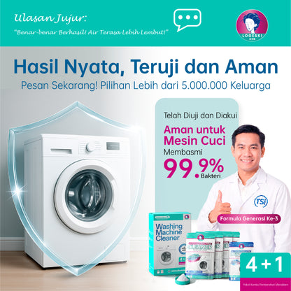LOGESKI Bubuk Pembersih Tabung Mesin Cuci Tanpa Rendam, Menghilangkan Noda Membandel, Jamur dan Bau Apek, Membunuh 99,9% Kuman
