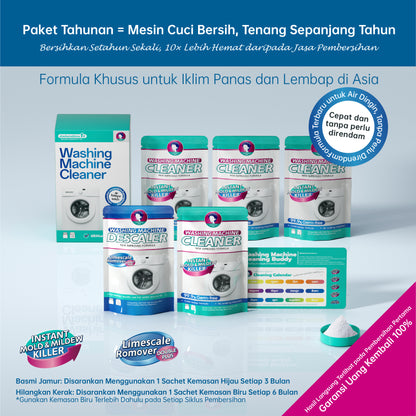 LOGESKI Bubuk Pembersih Tabung Mesin Cuci Tanpa Rendam, Menghilangkan Noda Membandel, Jamur dan Bau Apek, Membunuh 99,9% Kuman