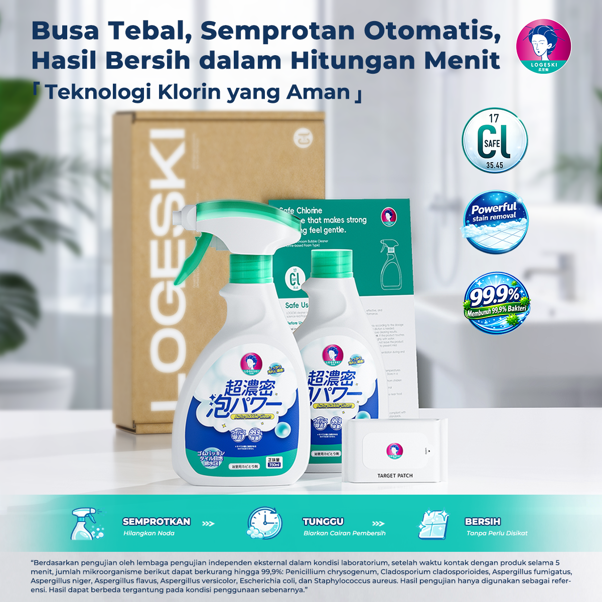 LOGESKI Pembersih Kamar Mandi Foam Tanpa Sikat, Menghilangkan Kerak, Jamur, Noda Kuning dan Bau Tak Sedap
