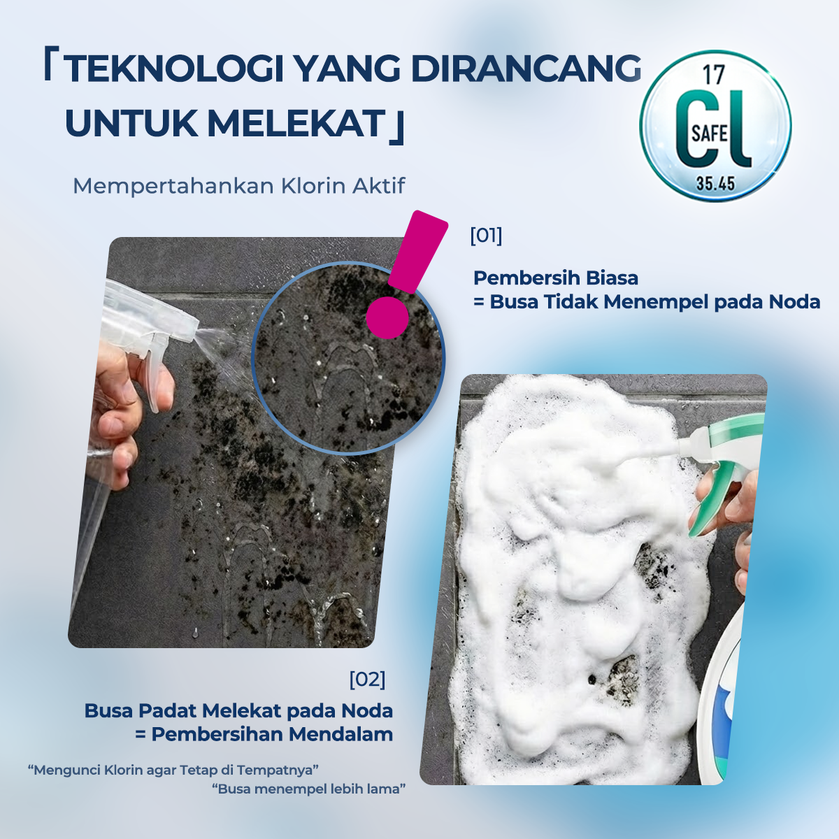 LOGESKI Pembersih Kamar Mandi Foam Tanpa Sikat, Menghilangkan Kerak, Jamur, Noda Kuning dan Bau Tak Sedap