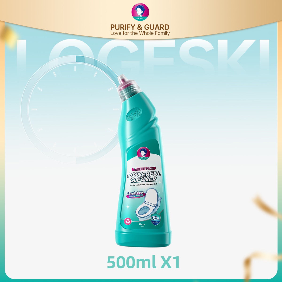 Logeski Pembersih Toilet Tanpa Sikat – Penghilang Kerak & Bau, 500 ml / 3 Botol